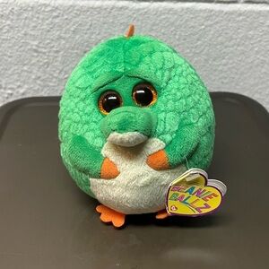 Green and White Plush Toy. Beanie Ballz
